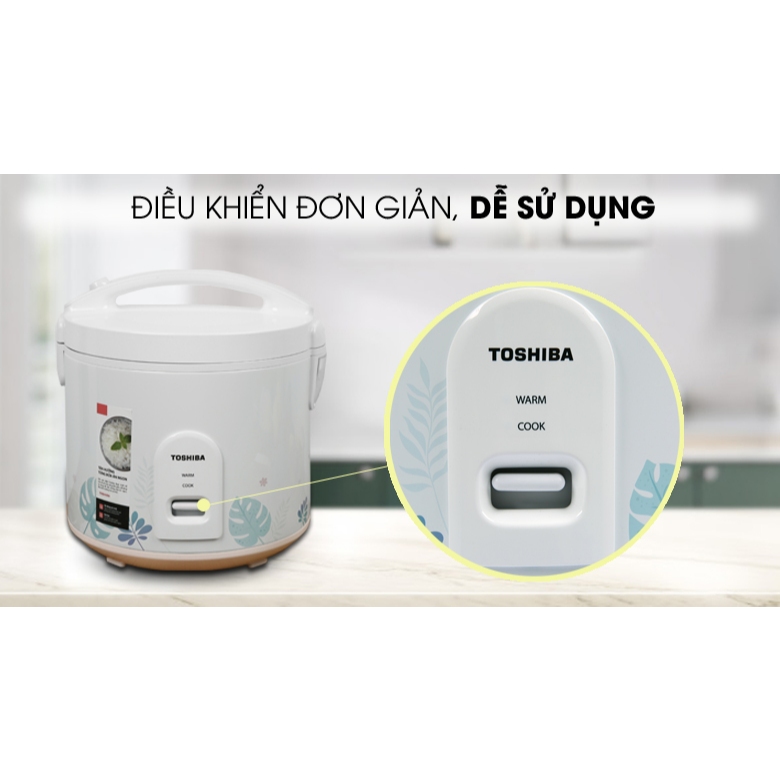 Nồi cơm nắp gài Toshiba 1.8 lít RC-18JH2PV(B), RC-18JH1TVN(N) công suất 650w, công nghe nấu 1d giá s