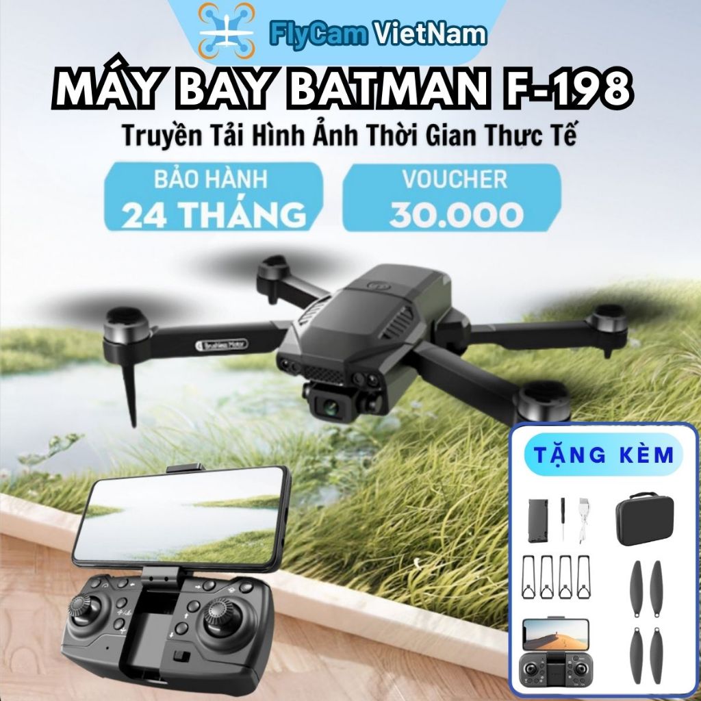 Plycam mini F198 Pro, Máy Bay Điều Khiển Từ Xa 4 Cánh Flycam Cao Cấp 2 Camera, Pin Lithium 1800mAh | BigBuy360 - bigbuy360.vn