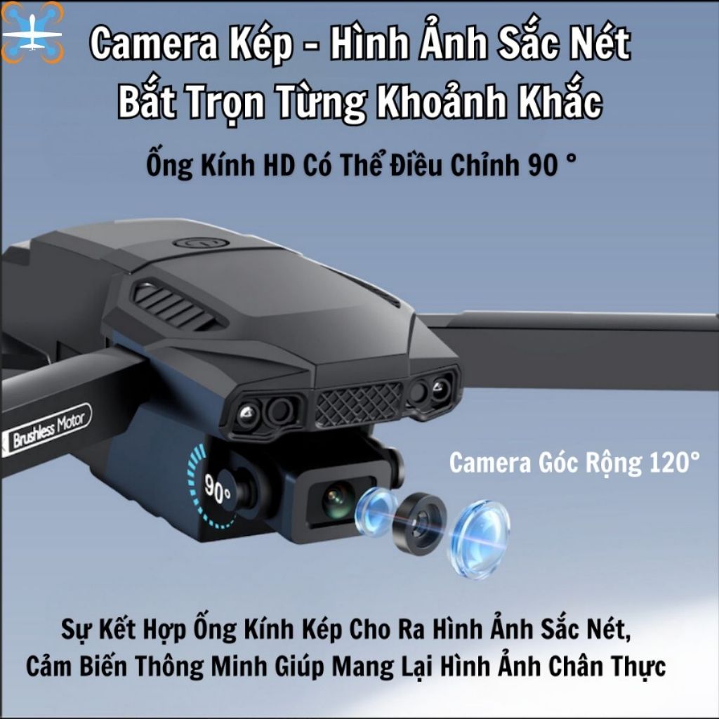 Plycam mini F198 Pro, Máy Bay Điều Khiển Từ Xa 4 Cánh Flycam Cao Cấp 2 Camera, Pin Lithium 1800mAh | BigBuy360 - bigbuy360.vn