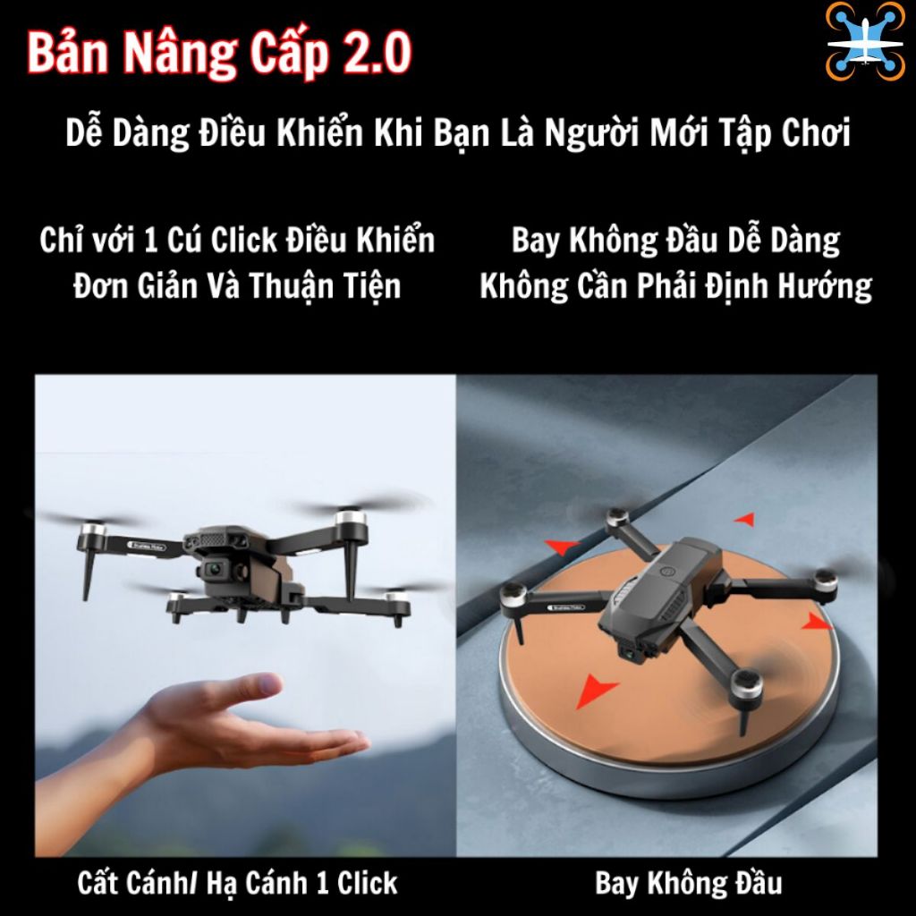 Plycam mini F198 Pro, Máy Bay Điều Khiển Từ Xa 4 Cánh Flycam Cao Cấp 2 Camera, Pin Lithium 1800mAh | BigBuy360 - bigbuy360.vn