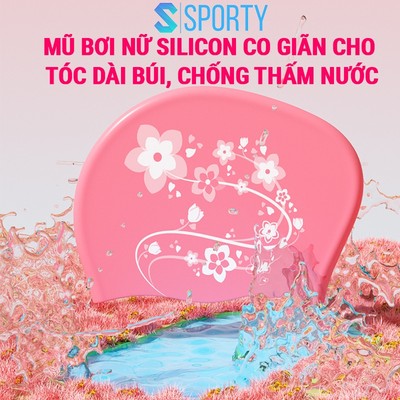Mũ bơi nữ búi tóc dài SPORTY CA55 silicon đàn hồi, co giãn tốt, chống thấm nước, dễ dàng sử dụng