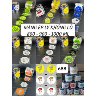 Màng ép ly khổng lồ 800ml -900ml -1000ml in sẵn họa tiết đẹp dễ thương, ảnh thật, màng dập cốc 1 Lít, 800, 900.
