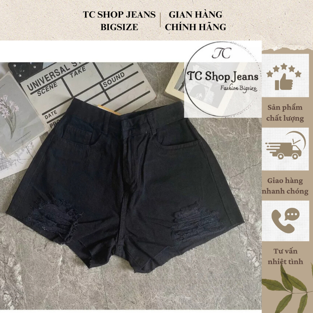 Short Jeans Rách Đen Trắng bigsize Ms 1051
