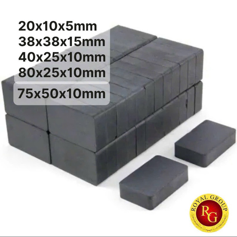 Nam châm Ferrite 20x10x5mm, 38x38x15mm, 40x25x10mmx 80x25x10, 75x50x10mm. Nam châm đen