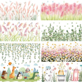   HCM  Combo 2 Tranh Decal Trang Trí Chân Tường–Tranh Dán Tường Chân Tường Hoa Cỏ Cây Xanh Nhiều Mẫu 
