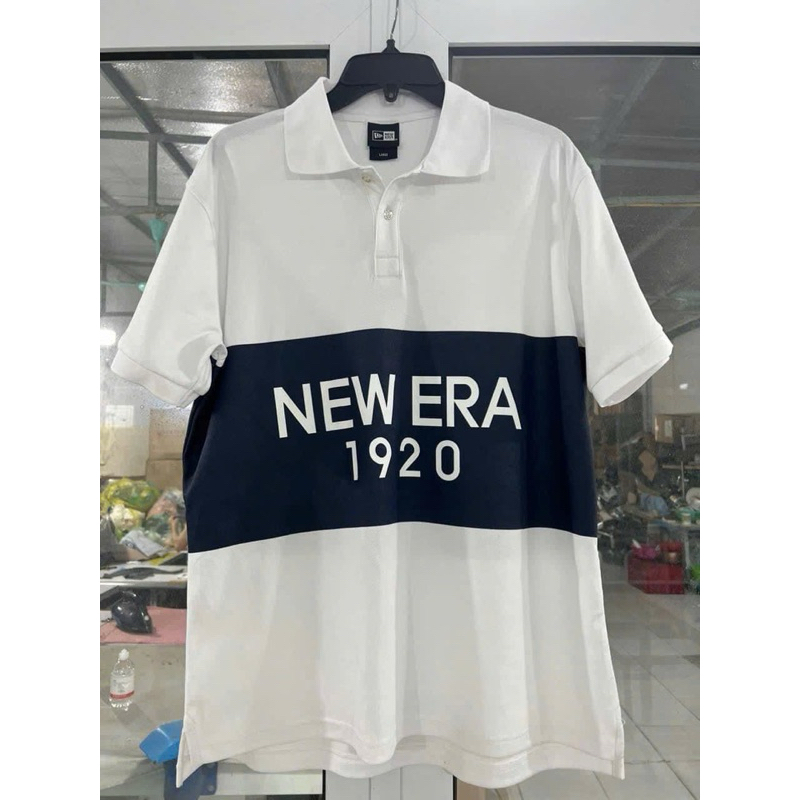 [ CHÍNH HÃNG ] ÁO POLO Trắng phối sọc đen logo New era 1920 BASIC MỚI NHẤT 2024 - tiệm của Diệu