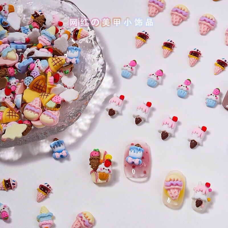 Set 5 charm nail (th62) que kem ốc quế trang trí móng tay - Rosa 6868