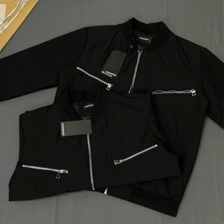 Áo Khoác Bomber Gió Nam Nữ DSQ Phối Thêu Túi Khoá Zip Bạc Hai Bên Ngực Lót 2 Lớp Cao Cấp hot hit