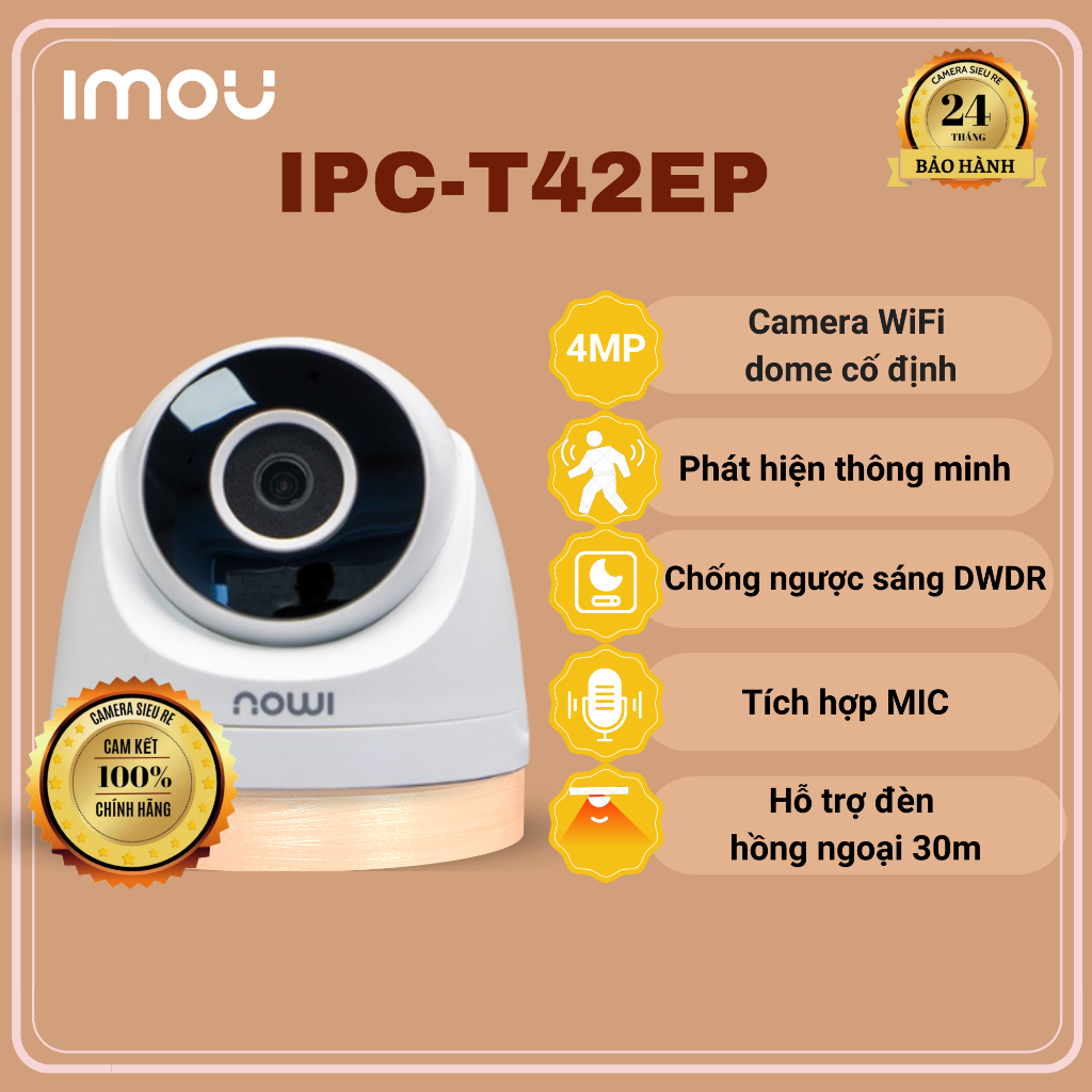 Camera IP Wifi Dome 4MP IMOU IPC-T42EP giá rẻ