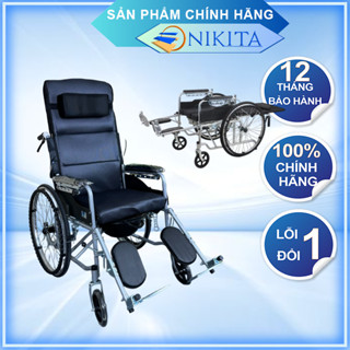 Xe lăn  [TẶNG KÈM MIẾNG LÓT TỔ ONG], ngả thành giường, khung thép chắc chắn, chính hãng Nikita