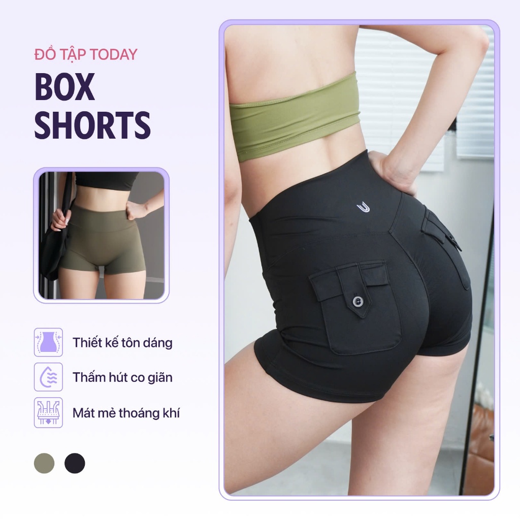 Quần đùi thể thao nữ Box Short Today U Wear thấm hút mồ hôi