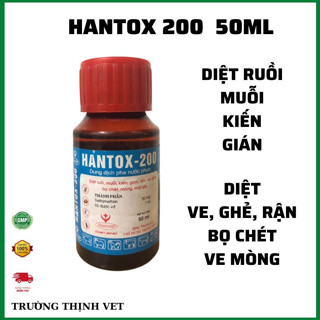 Hantox 200 diệt ruồi, muỗi, kiến gián, bọ mạt, ve, ghẻ chai 50ml