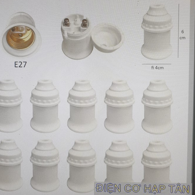 Đuôi đèn thả , đuôi đèn xoáy  e27 đen trắng  27mm