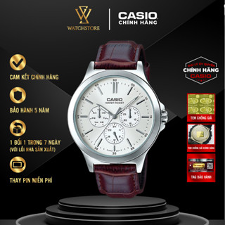 Đồng Hồ Nam MTP-V300L-7AUDF Dạ Quang 6 Kim Mặt Kính Khoáng 41.5mm Chống Nước Dây Da Nâu Chính Hãng Casio - WATCHSTORE