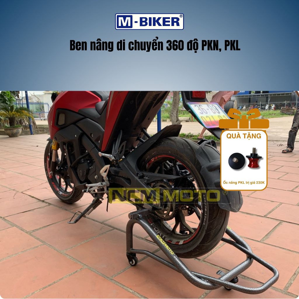 Ben nâng xe máy, chống nâng moto PKL, PKL di chuyển 360 độ MBIKER