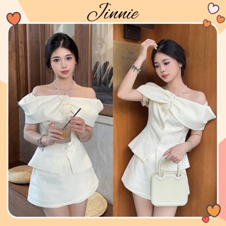Set dạ tweed tiểu thư trễ vai mix chân váy chữ A có lót trong tặng kèm hoa cài siêu xinh jinnie boutique