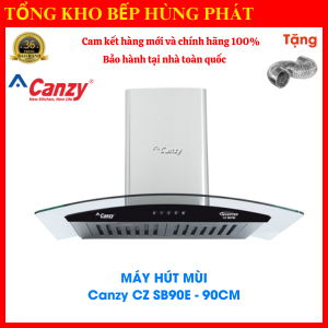 Máy hút mùi kính cong Canzy SB09E - 90cm, Công suất hút mạnh mẽ 1200 m³/h, Động cơ tuabin siêu bền, Bảo hành 3 năm