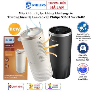 Máy khử mùi lọc không khí ô tô philips s3601 & s3602 dạng cốc, công suất 2w- bảo hành 12 tháng