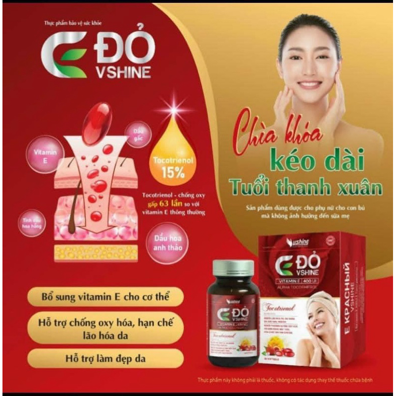 Vitamin E đỏ vshine ( hộp 30 viên)
