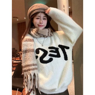 Áo len dệt lông thỏ basic dáng rộng oversize form trơn Yannie