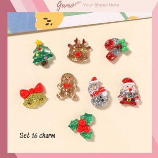  Bộ 16 Sticker Charm 3D chủ đề Noel lấp lánh Gamo gắn Dép Sục Gamo mùa giáng sinh christmas JB-241 