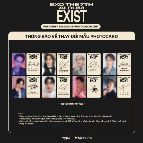Random Photocard EXO 7th "Exist" độc quyền cho fan Việt