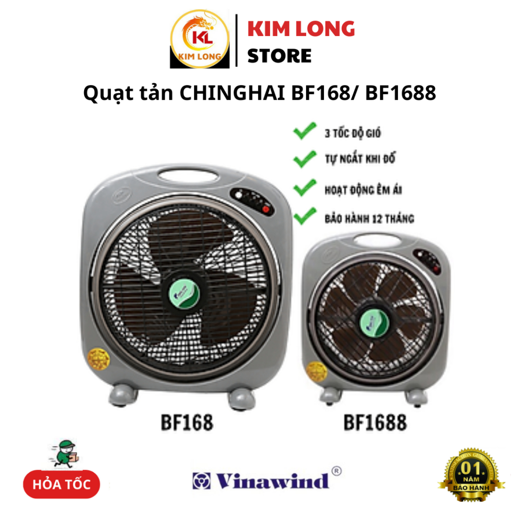 Quạt hộp - Quạt tản CHINGHAI BF168(40cm)/ BF1688(25cm), động cơ mạnh mẽ bền bỉ, gió mát - không gây 
