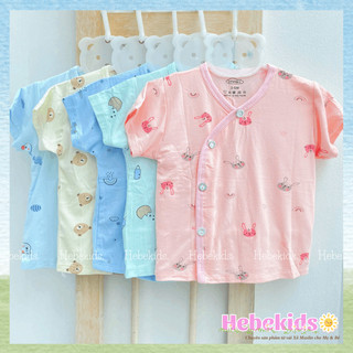 Áo sơ sinh cộc tay, dài tay cúc lệch chất thun lạnh siêu mềm mịn cho bé trai, bé gái sơ sinh đến 9kg Hebekids