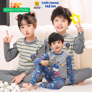 Bộ thu đông bé trai cổ cao FAMBY bộ dài tay bé gái chất cotton họa tiết thời trang trẻ em