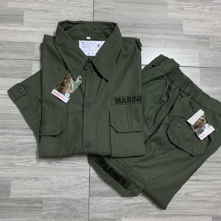 Bộ quần áo thô kaki túi hộp USA Nam Trung Niên ẢNH THẬT