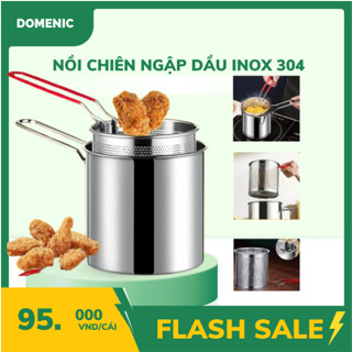 Nồi Chiên Ngập Dầu Bằng Thép Không Gỉ 304, Có Lưới Lọc Tiết Kiệm Dầu Chống Dính Siêu Tiện Lợi Dùng Được Bếp Từ