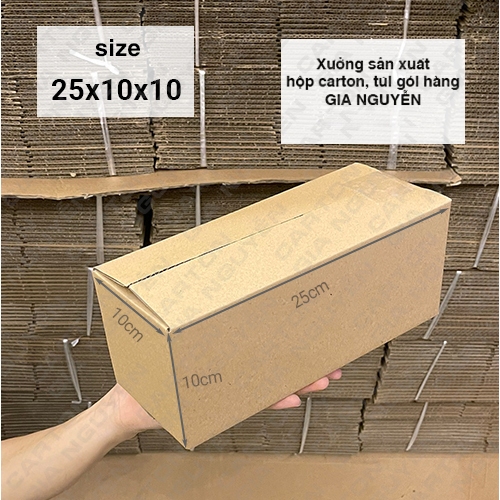 Combo 50 hộp carton 25x10x10 giá sỉ tận xưởng Gia Nguyễn
