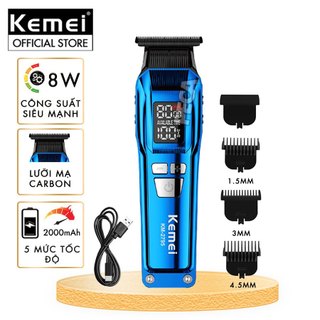  Tông đơ chấn viền Kemei KM-2795 lưỡi cắt mạ carbon DLC cao cấp công suất mạnh mẽ 8W sạc nhanh USB pin lâu - Chính hãng 