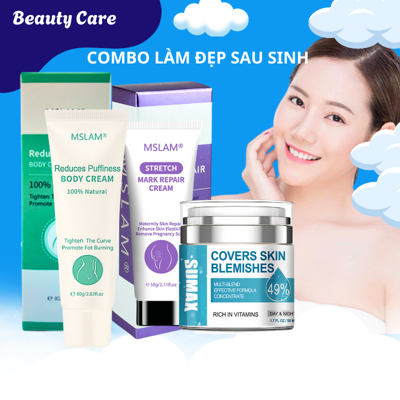 Combo Bộ 3 Chăm Sóc Sắc Đẹp Cho Mẹ Sau Sinh An Toàn Hiệu Quả Kem Nám Tàn Nhang ,Rạn Da , Kem Tan Mỡ
