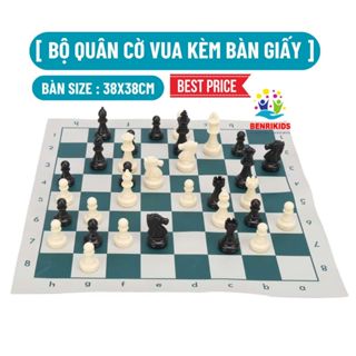  Bộ Quân Cờ Vua Kèm Bàn Giấy 38x38Cm Bàn Cờ Vua Việt Nam Nhựa PP Nuyên Sinh An Toàn 