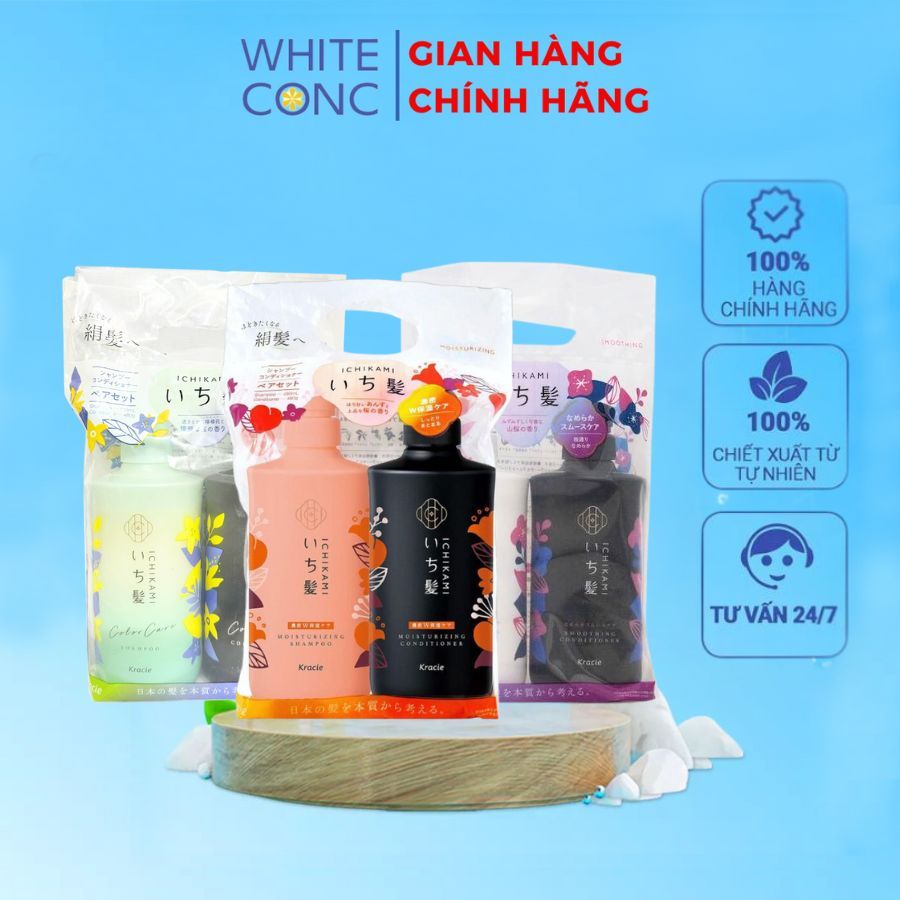 Bộ Dầu Gội Xả Ichikami Phục Hồi Ngăn Gãy Rụng Tóc Nhật Bản - White Conc