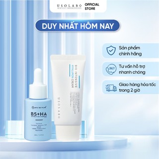 Bộ đôi phục hồi da, cấp nước, làm dịu da USOLAB - Serum HA B5 30ml + Kem dưỡng Hyaluron Cream 50ml