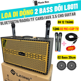 [Tặng 02 Mic+Cáp TV] Loa Di Động 02 Bass Âm Thanh 3D Cực Hay Music Box L8011, Vỏ Gỗ Cao Cấp Sang Trọng - BH 12 Tháng