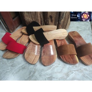 Guốc Gỗ Guốc Mộc Quai Nhung 2 Lớp Cao 3 - 4 Phân ( đế cao su 2 lớp  )