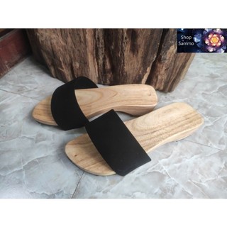 Guốc Gỗ Guốc Mộc Quai Nhung 2 Lớp Cao 3 - 4 Phân ( đế cao su 2 lớp  )