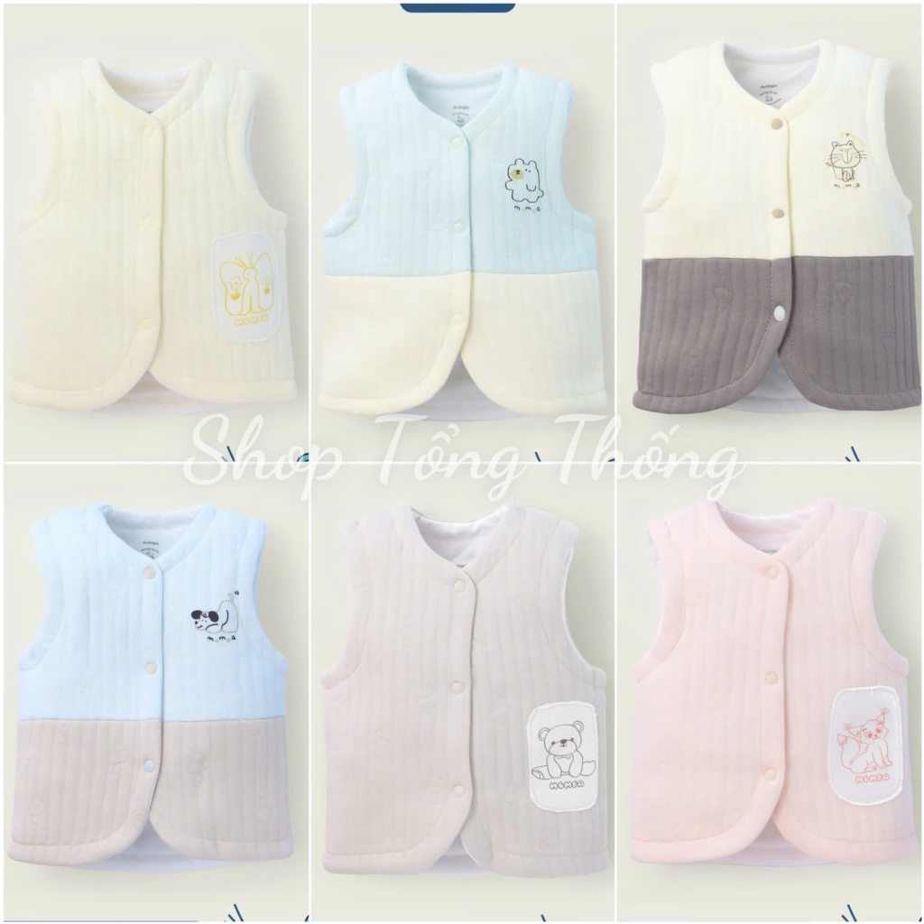 Áo Gile Mompa Cotton cao cấp trần bông thấm hút tốt cài cúc thẳng sắc màu vui nhộn cho bé trai bé gái MP 627 679 678 625