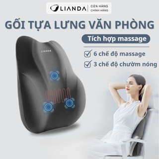 Gối tựa lưng massage chườm nóng ghế văn phòng LIANDA ruột cao su non 6 chế độ massage thư giãn cho văn phòng và lái xe