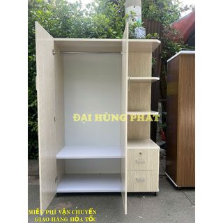 Tủ quần áo 2 cánh kèm kệ nhựa đài loan cao cấp bản lề lõi gỗ miễn phí vận chuyển bảo hành 2 năm tại nhà