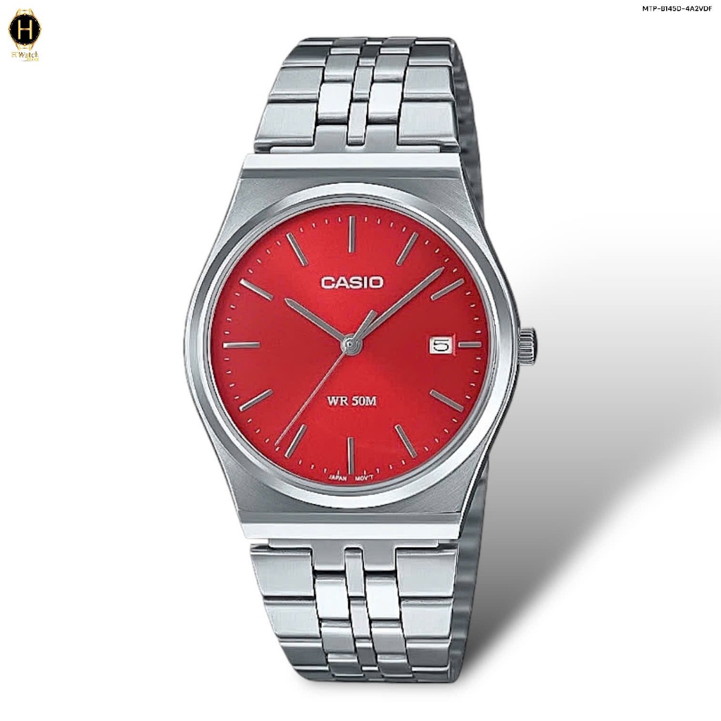 [Có sẵn] [Chính hãng] Đồng Hồ Nam Casio Pin MTP-B145D-4A2VDF Dây Thép Vỏ Trắng Mặt Đỏ HwatchAuthenti