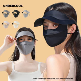 Khẩu trang kèm mũ chống nắng UNDERCOOL Thun Lụa Băng Mát Lạnh, Ngăn Bụi Mịn, khẩu trang full face vải lụa KT07