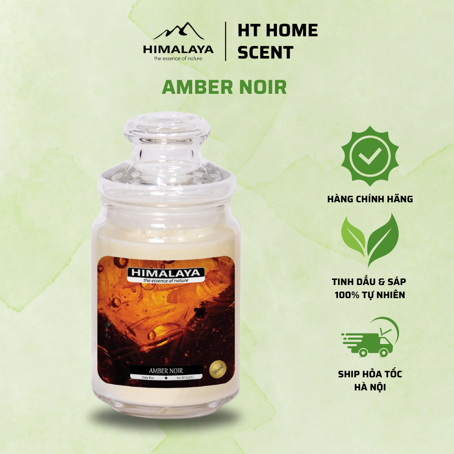 Nến Thơm Himalaya Amber Noir, nến thơm hương Amber Noir ngọt ngào dễ chịu loại 140g/400g/600g