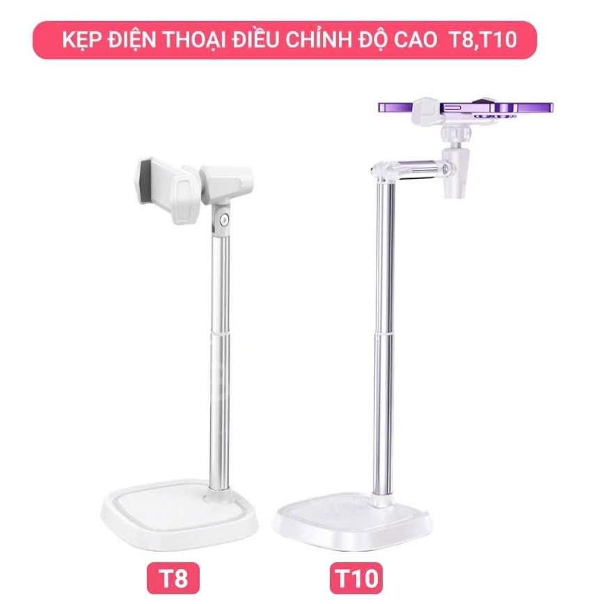 Giá đỡ điện thoại, kẹp điện thoại Livestream trục xoay 360° tùy chỉnh cao độ, góc quay tiện dụng