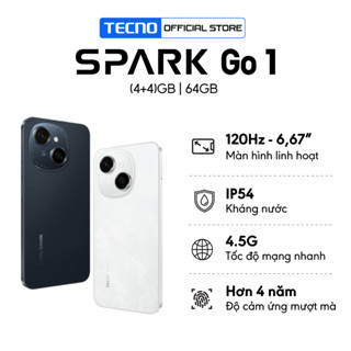 Điện thoại Tecno Spark Go 1 (4+4)GB/64GB - Unisoc T615 | 5000mAh | Sạc nhanh 15W | Chính hãng