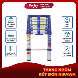 Thang nhôm rút đơn xếp gọn 3,2 - 5,4m NIKAWA Nhật Bản bảo hành chính hãng 18 tháng giao hàng thường