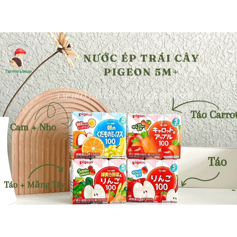 NƯỚC ÉP TRÁI CÂY PIGEON CHO BÉ 5M NỘI ĐỊA NHẬT - 125ml x 3